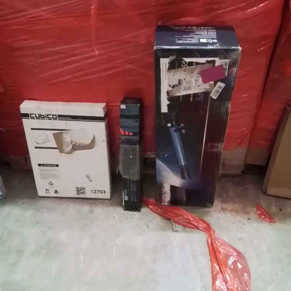 PALLET OF ASSORTED HOUSEHOLD GOODS AND PRODUCTS TO INCLUDE;TELESCOPE,TOILET SEAT,GAMING MAT