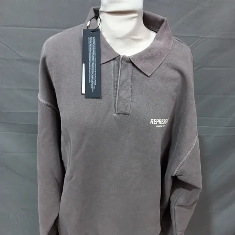 REPRESNT OWNERS CLUB LS POLO SWEAT FOG - LARGE