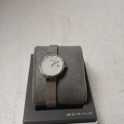 BERING SOLAR STAINLESS STEEL MESH BRACELET WATCH – SILVER DIAL