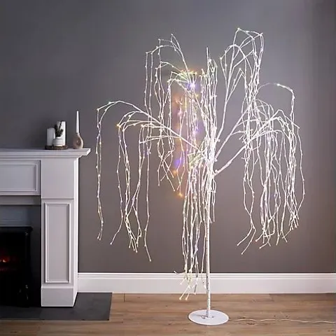 BOXED ALISON CORK 180CM PRE-LIT GREEN LEAF DETAIL INDOOR WILLOW TREE [COLLECTION ONLY]