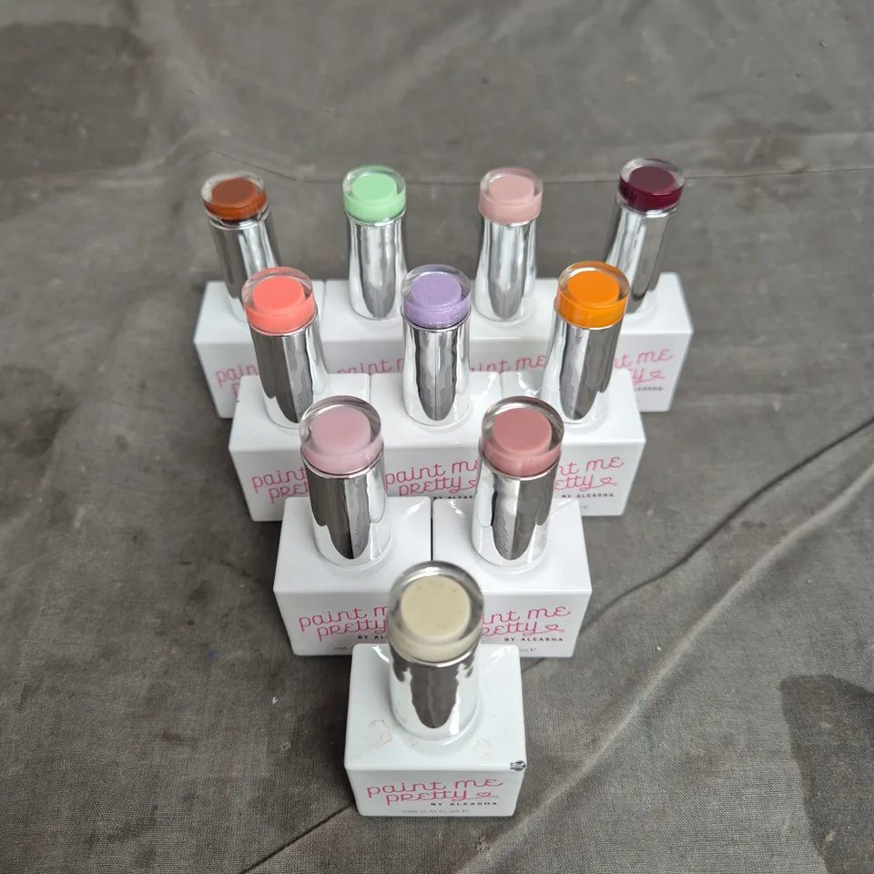 LOT OF 10 PAINT ME PRETTY BY ALEASHA GEL NAIL VARNISH - ASSORTED COLOURS - 20ML