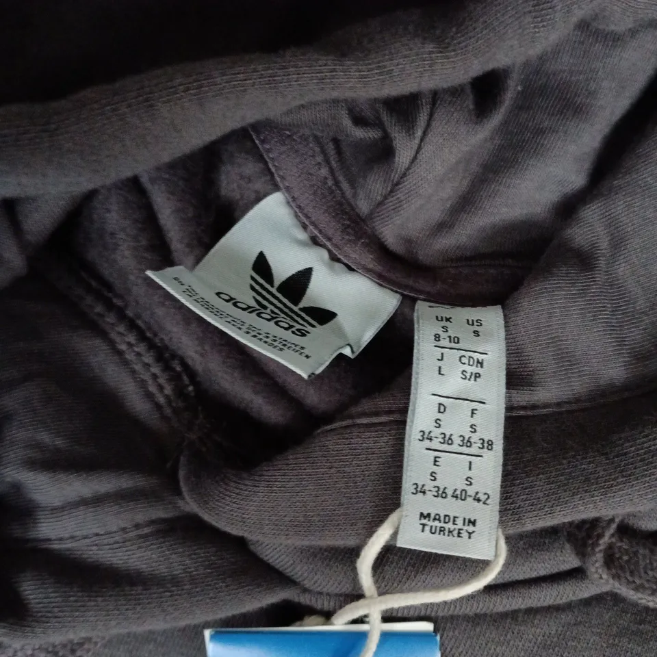 ADIDAS HOODIE – GREY WITH PINK HEART BACK PRINT - SMALL