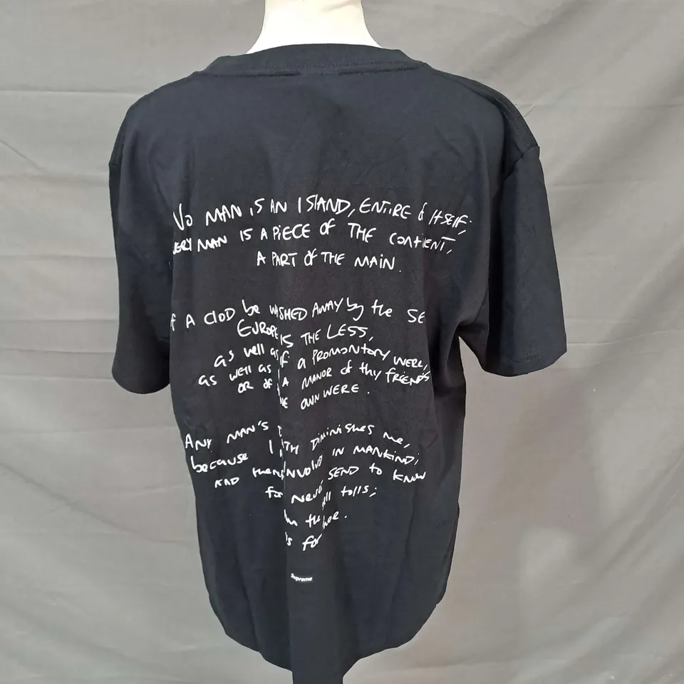 SUPREME PRINTED TEE IN BLACK SIZE L