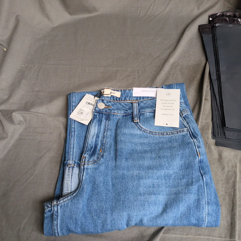 NOBODY'S CHILD WIDE LEG JEANS TURN UP – UK 12S, BLUE