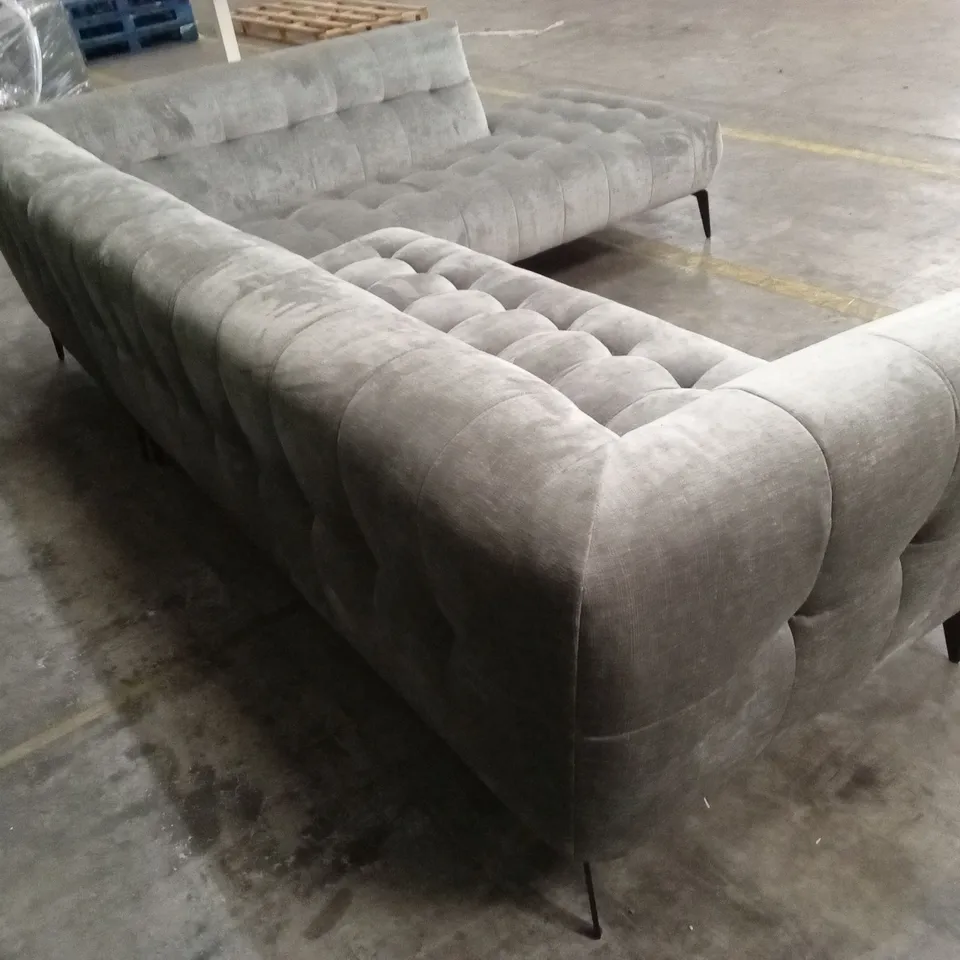 QUALITY DESIGNER MONTREAL GREY VELVET CORNER GROUP SOFA