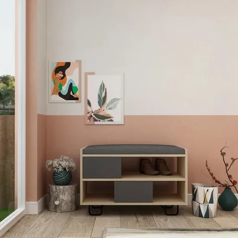 BOXED TROY BENCH - OAK/ANTHRACITE 