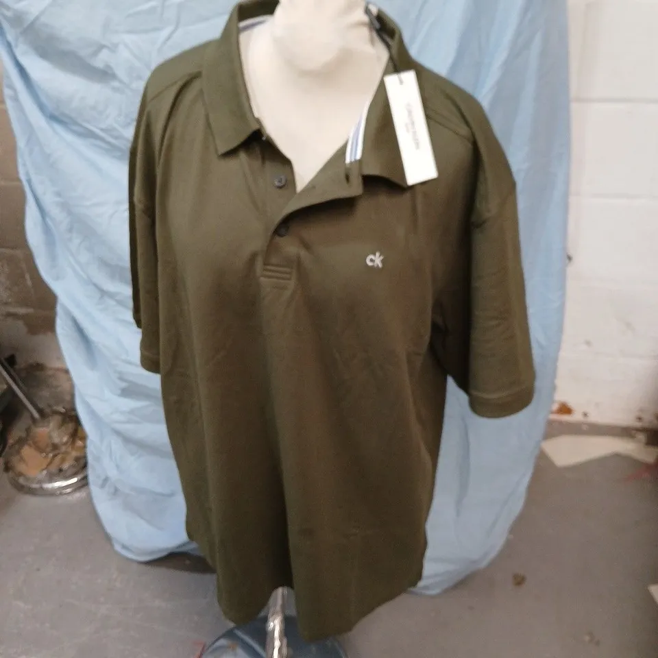 CALVIN KLEIN GOLF POLO SHIRT – OLIVE GREEN (MEN'S) - SIZE XXL