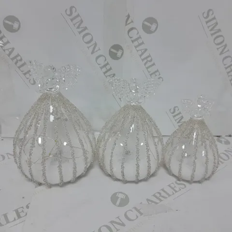 OUTLET JM BY JULIEN MACDONALD SET OF 3 PRE-LIT GLASS ANGELS
