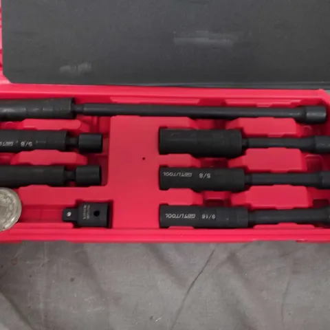 Socket & Driver Bit Set in Red Plastic Case