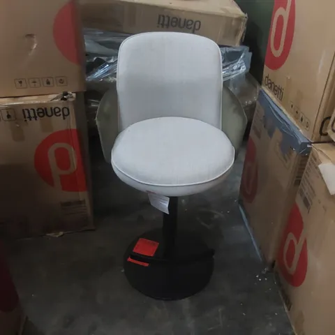 DANETTI WREN NATURAL FABRIC AND OLIVE GREEN VELVET GAS LIFT BAR STOOL