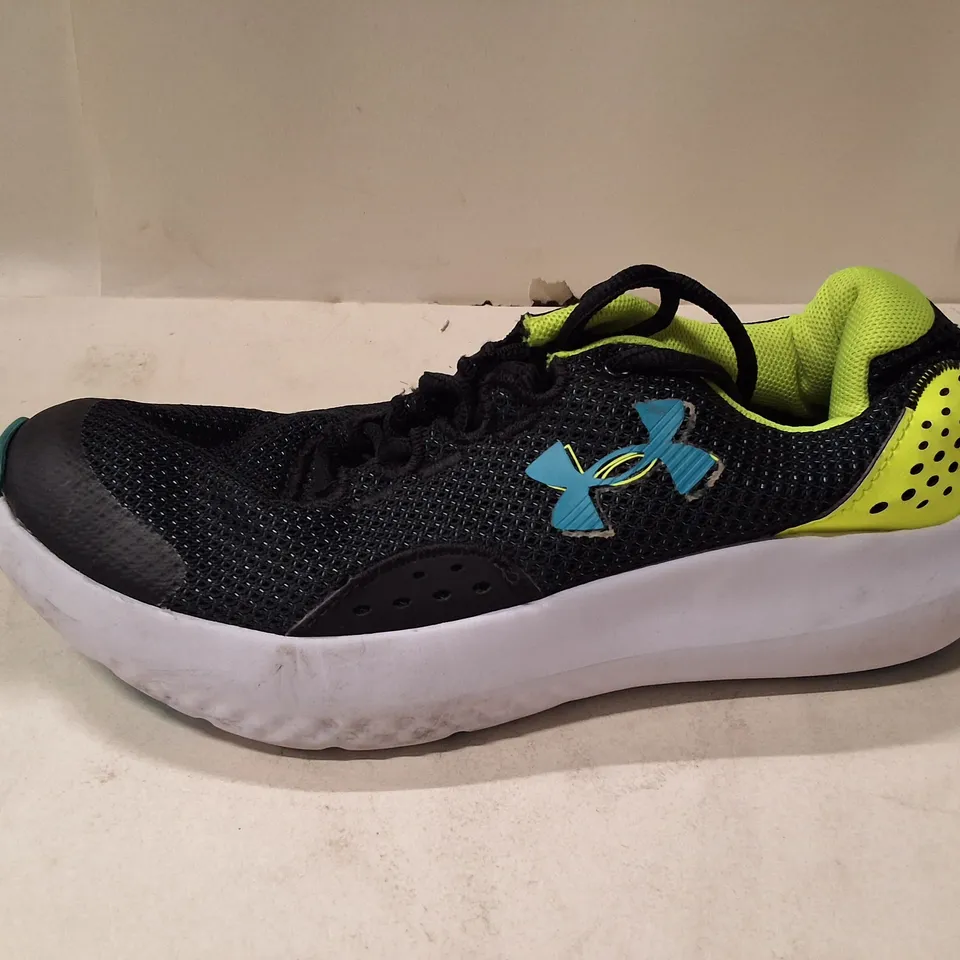 UNDER ARMOUR RUNNING SHOES - BLACK/NEON YELLOW, UK 4 (US 4.5Y)