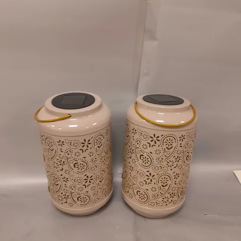 GARDEN REFLECTIONS SET OF 2 PATTERNED SOLAR LANTERNS, PAISLEY