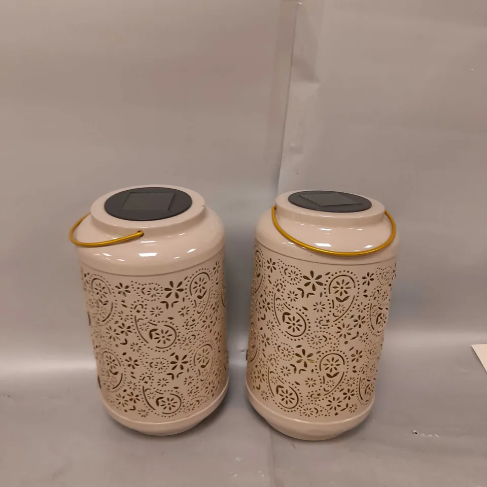 GARDEN REFLECTIONS SET OF 2 PATTERNED SOLAR LANTERNS, PAISLEY