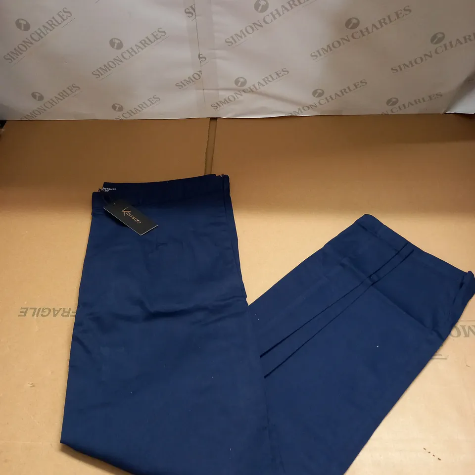 KINTSUGI WOMENS PETITE LENGTH NAVY TROUSERS WITH WIDE LEG SIZE 20