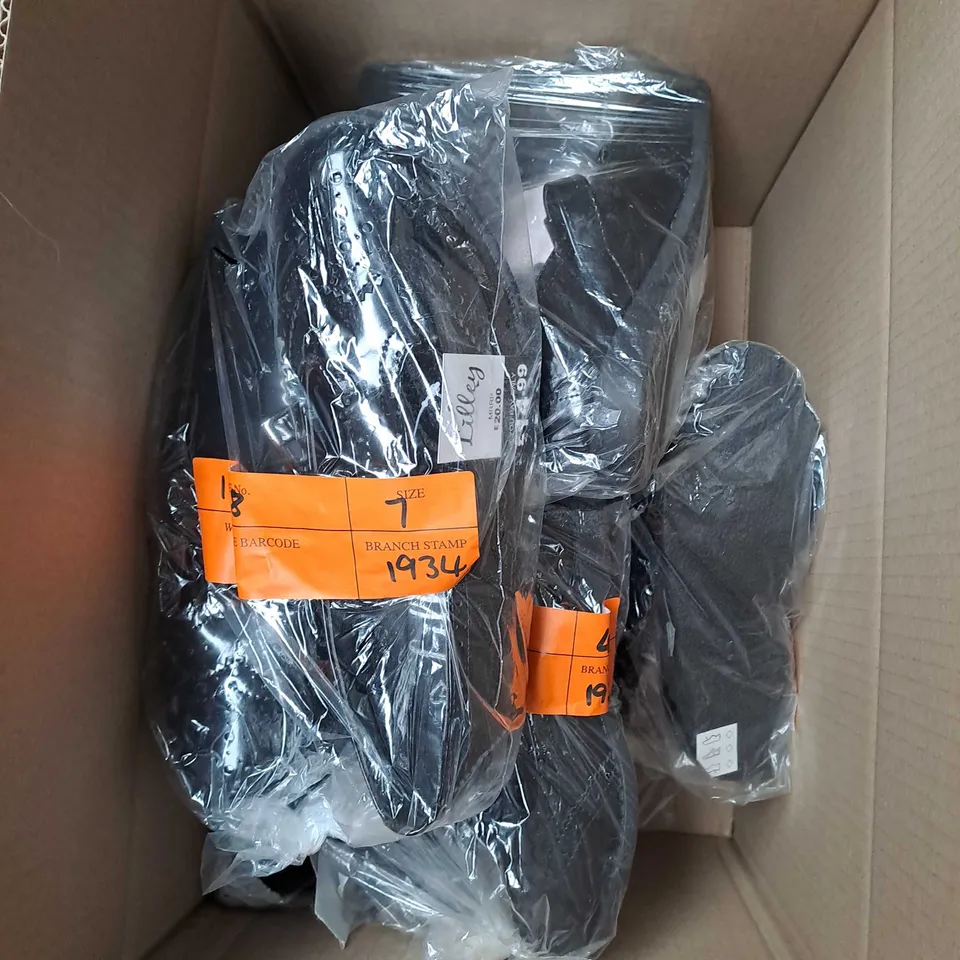 BOX OF APPROXIMATELY 10 GIRLS SCHOOL SHOES IN BLACK - VARIOUS SIZES