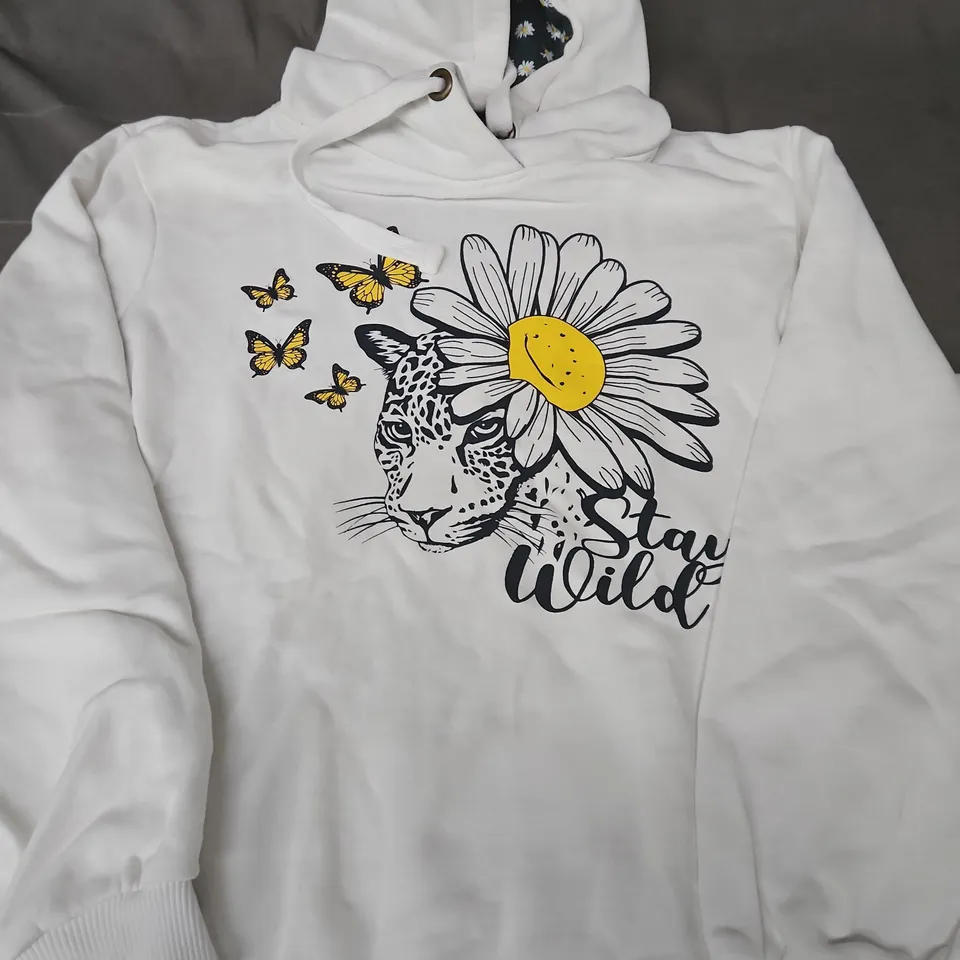 JOE BROWNS LONG SLEEVE PULL OVER HOODIE IN WHITE SIZE UK 14