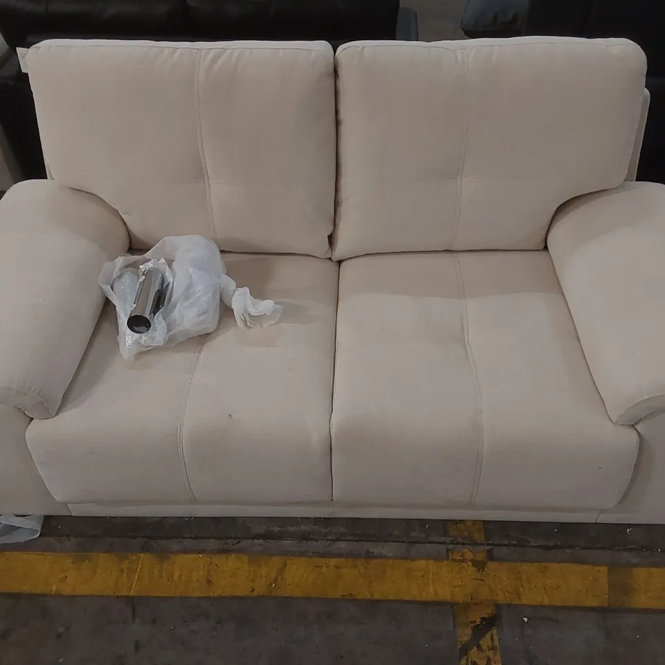 QUALITY DESIGNER KANSAS 2 SEATER SOFA, IVORY CLASSIC PLUSH FABRIC