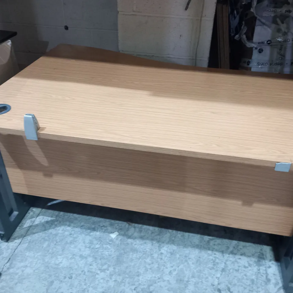 DESIGNER OAK EFFECT DESK WITH CABLE HOLES