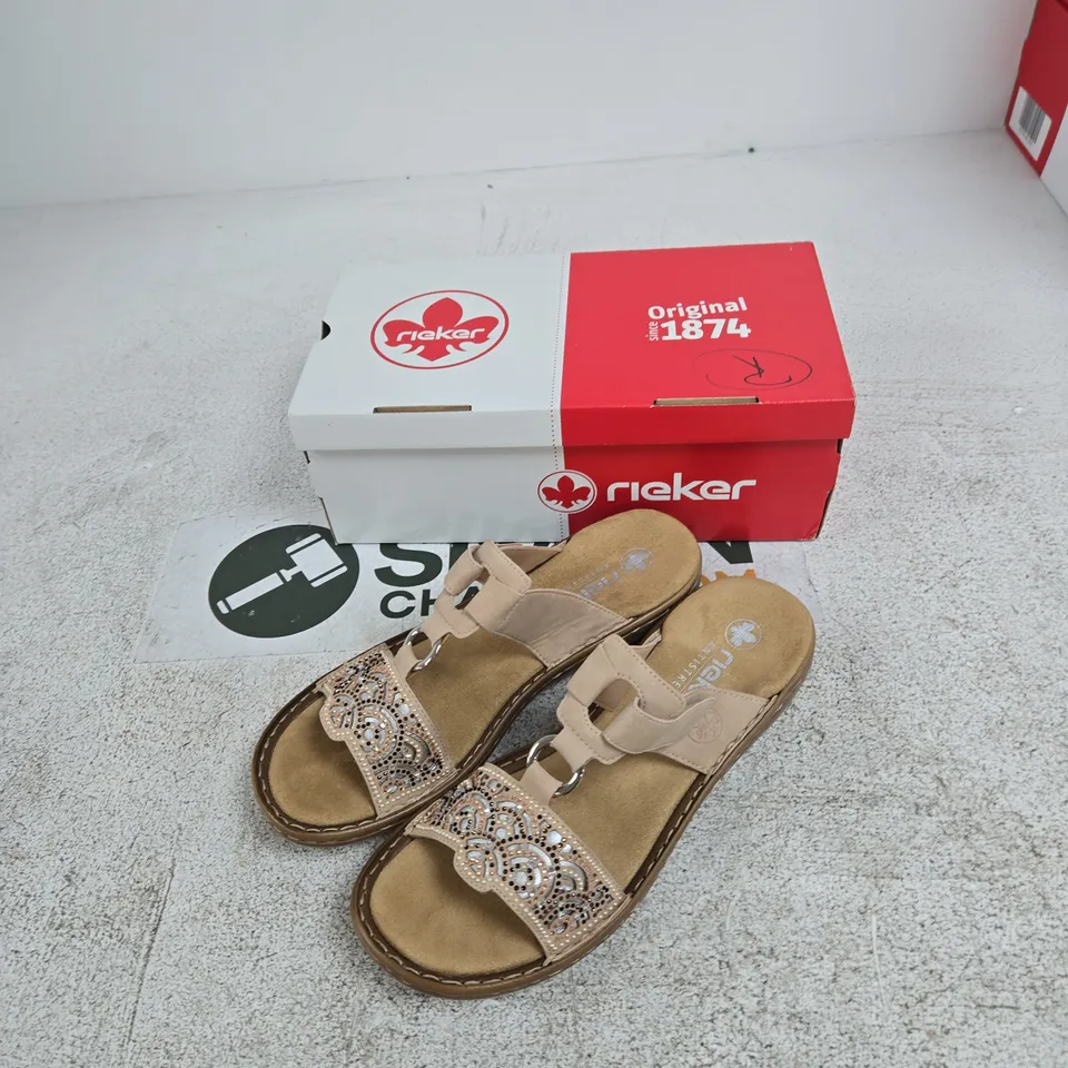 RIEKER WOMEN'S BEIGE SANDALS WITH EMBELLISHED STRAPS – UK 7 (EU 41)