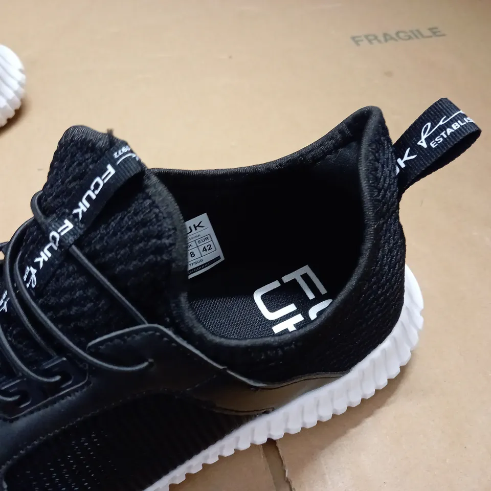 PAIR OF FCUK BLACK TRAINERS - UK 8