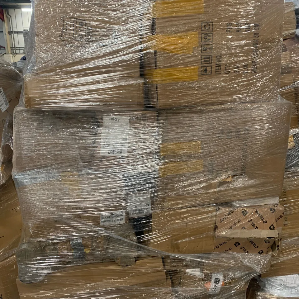 PALLET of ASSORTED ITEMS TO INCLUDE DRUMSTICKS, KITCHEN APPLIANCES AND BOXED FURNITURE 