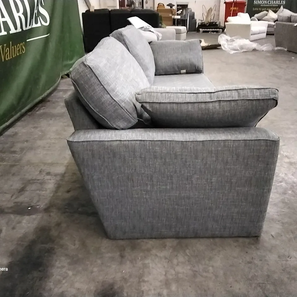 QUALITY DESIGNER STANFORD LARGE 3 SEATER SOFA BOUCLE WEAVE DARK GREY FABRIC 