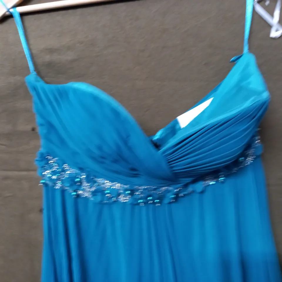 EMBELLISHED TEAL OCCASIONAL DRESS - UK 12