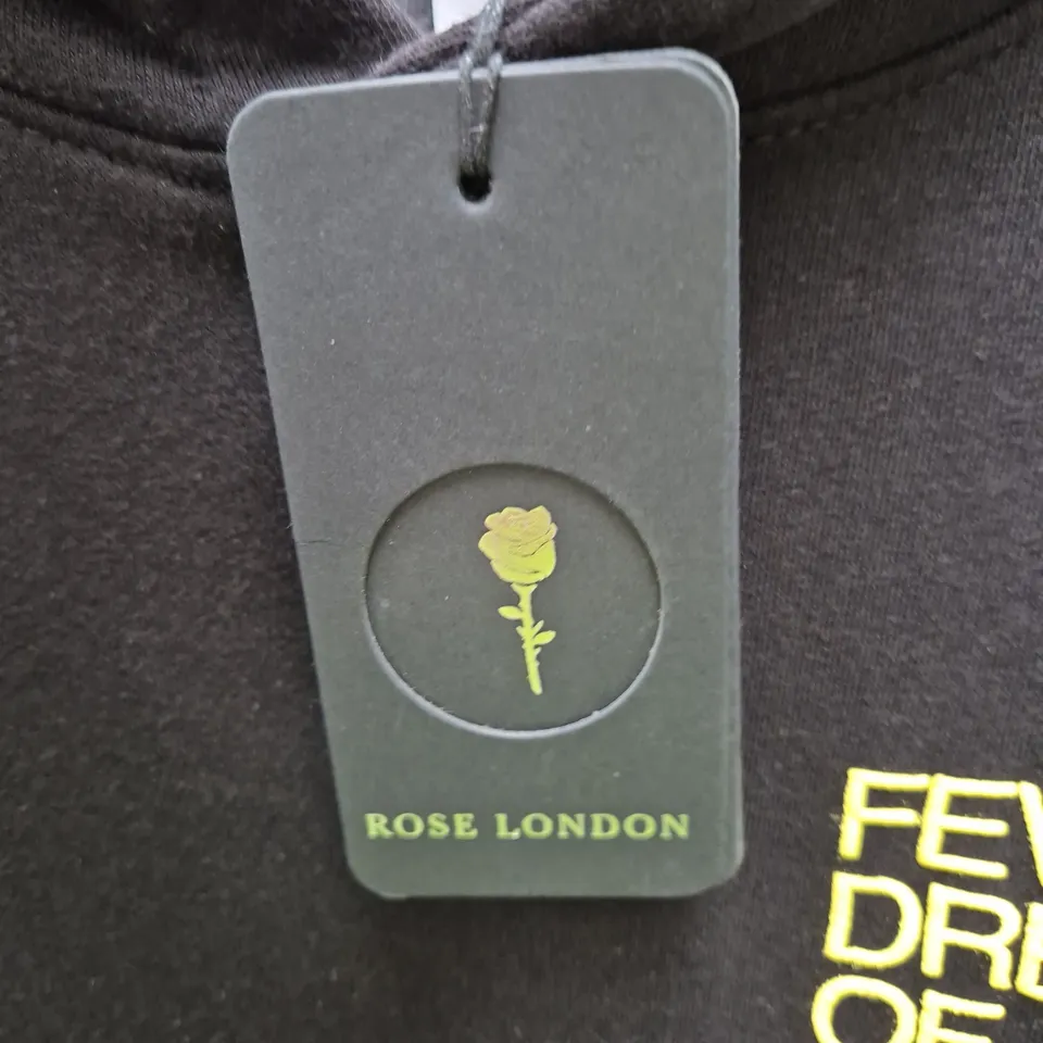 ROSE LONDON BLACK HOODIE – FEVER DREAMS OF PARADISE GRAPHIC (MEDIUM)