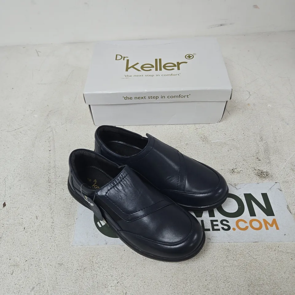 DR KELLER LEATHER MEN'S NAVY LEATHER SLIP-ON SHOES UK 8