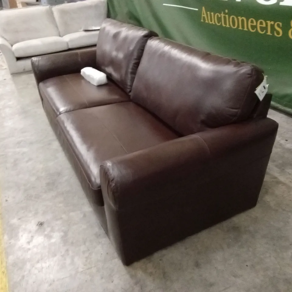 BAILEY 4 SEATER LEATHER SOFA - CHOCOLATE RRP £949
