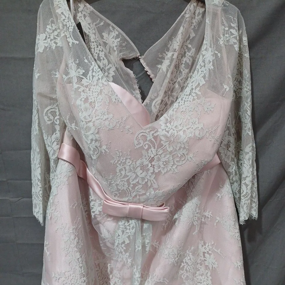 WHITE ROSE LOU LOU OCCASIONS FLORAL MESH DRESS PINK/WHITE - SIZE 26