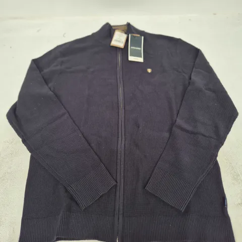 JACK & JONES ZIP CARDIGAN IN NAVY - LARGE