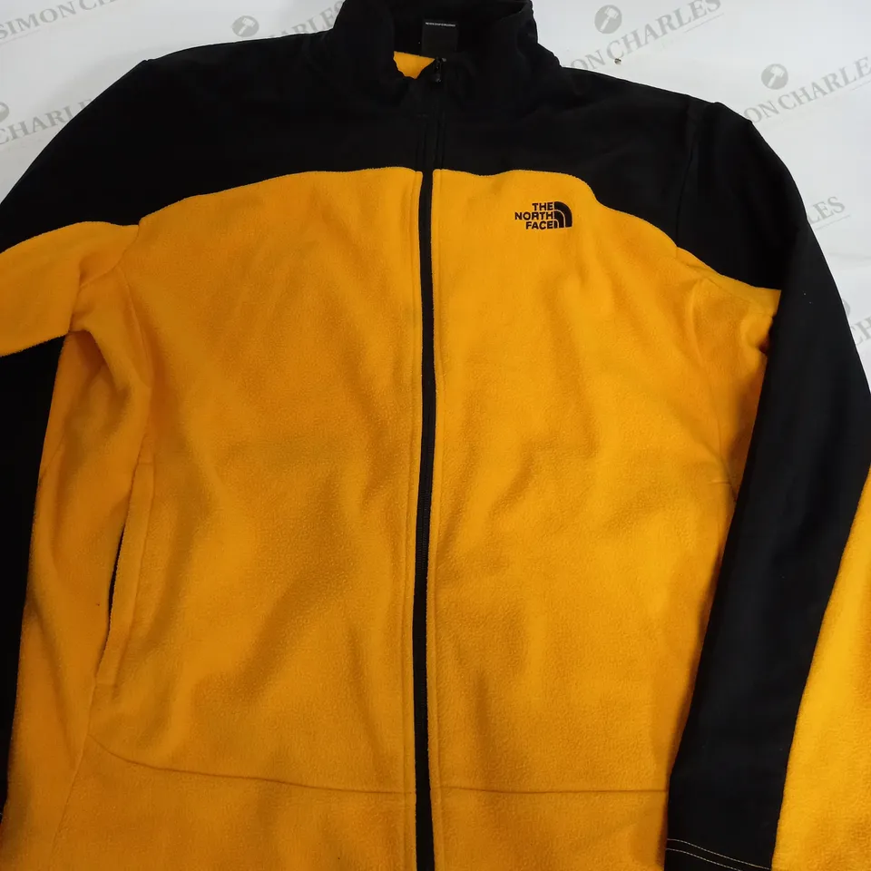 THE NORTH FACE ZIP UP LONG SLEEVE FLEECE IN ORANGE/BLACK - XL