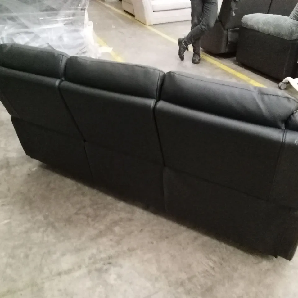 ALBION LUXURY FAUX LEATHER 3 SEATER HIGH BACK MANUAL RECLINER SOFA - BLACK RRP £749