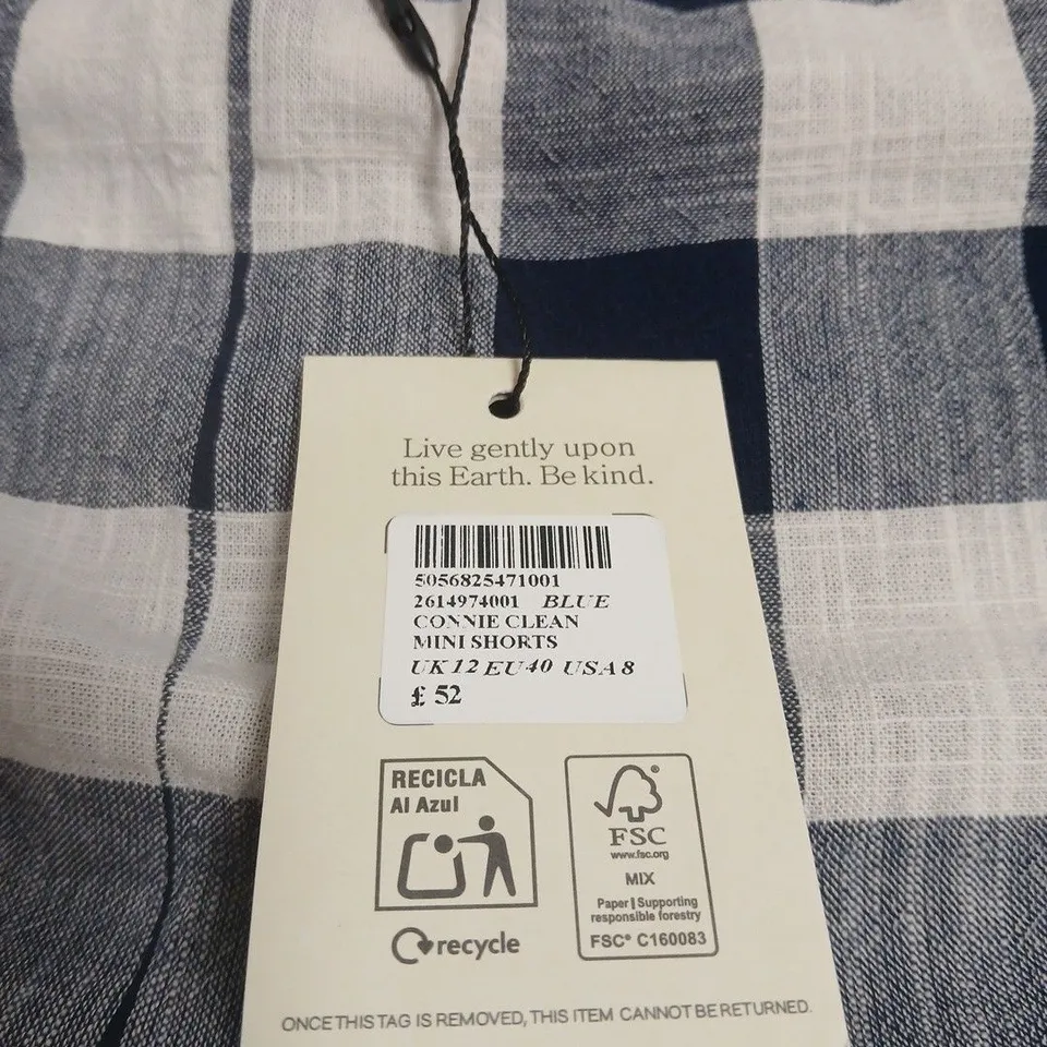 NOBODYS CHILD CONNIE CLEAN MINI SHORTS BLUE UK 12