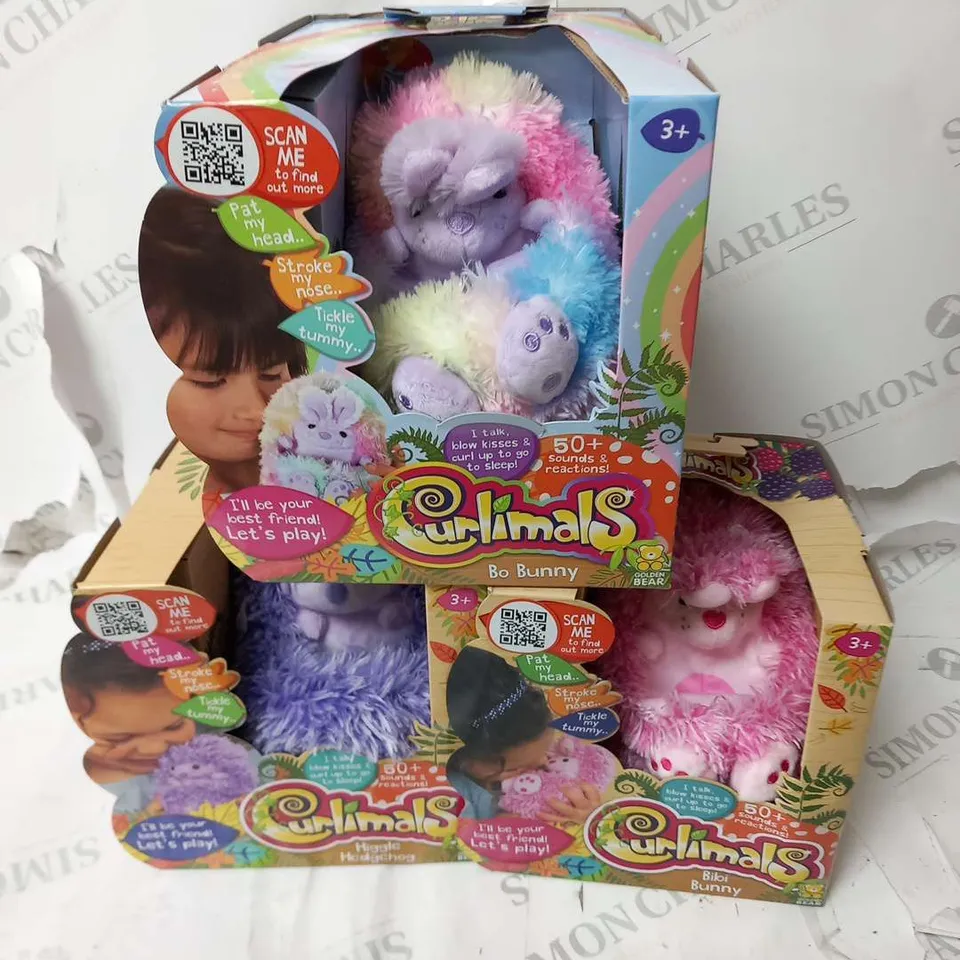APPROXIMATELY 8 ASSORTED CURLIMALS TO INCLUDE; BO BUNNY, BIBI BUNNY AND HIGGLE HEDGEHOG