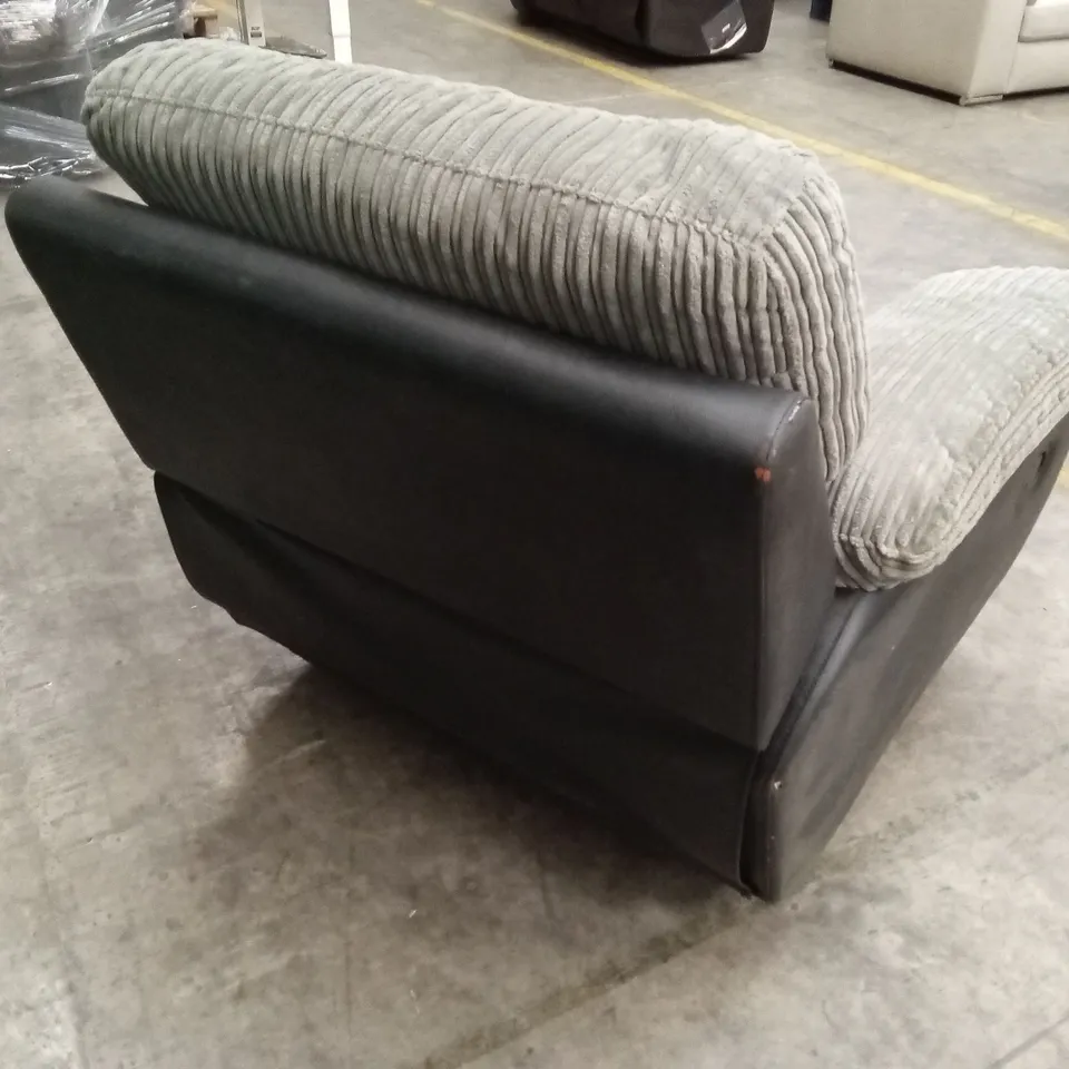 ARMSTRONG FABRIC AND FAUX LEATHER MANUAL RECLINER SOFA