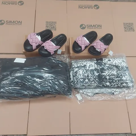 PALLET CONTAINING APPROXIMATELY 160x BRAND NEW ASSORTED DESIGNER CLOTHING ITEMS INCLUDING: SIMPLY BE SHOES AND JACKETS ECT