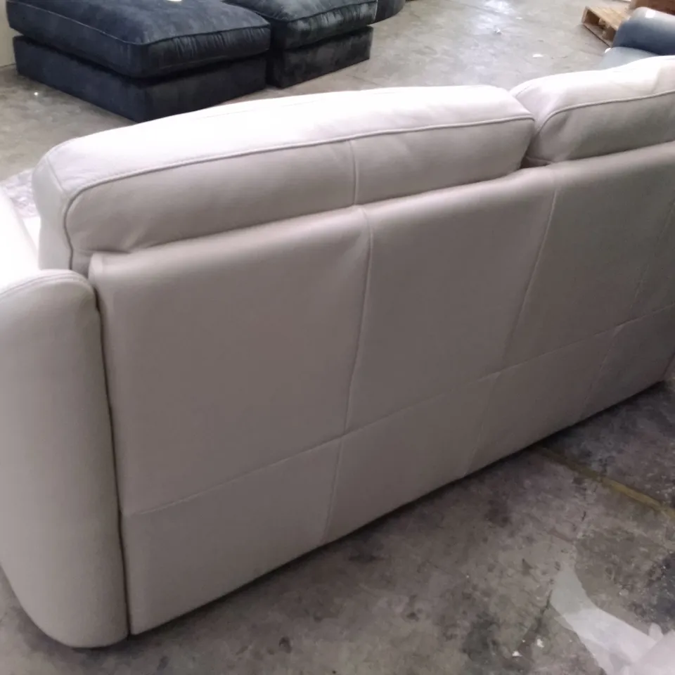 QUALITY ITALIAN DESIGNER AVOLA NEW 3 STR SOFA - CREAM LEATHER 