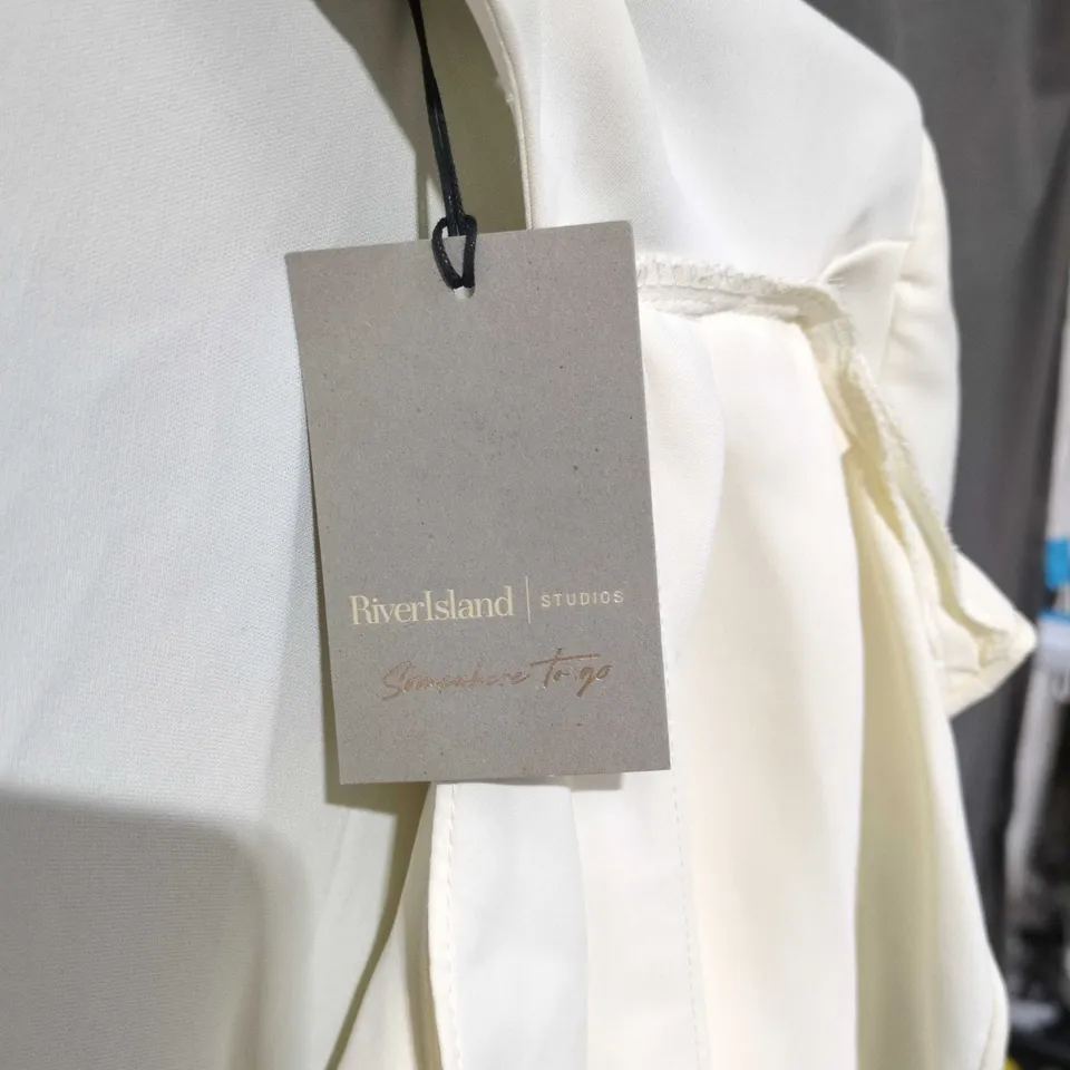 RIVER ISLAND STUDIOS WHITE DRAPED BLOUSE – UK 18 (EU 44, US 14)