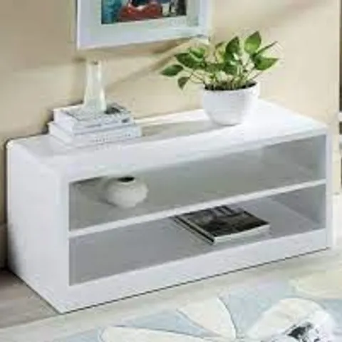 BOXED MANHATTAN COMPACT TV UNIT WHITE HIGH GLOSS