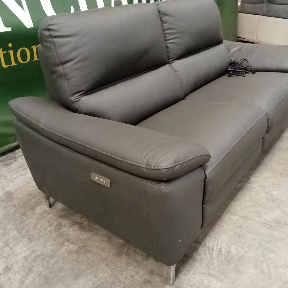 PAVILION 3 SEATER LEATHER/FAUX LEATHER POWER RECLINER SOFA - CHARCOAL RRP £1049