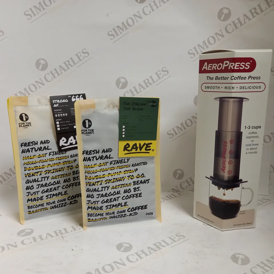 AEROPRESS COFFEE MAKER + 500G RAVE COFFEE