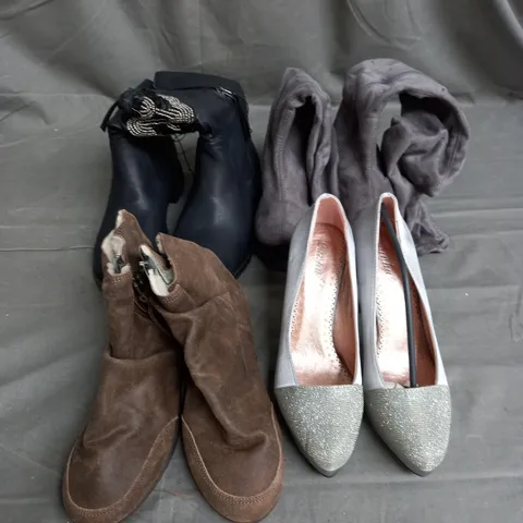 BOX OF APPROX 10 PAIRS OF ASSORTED WOMENS SHOES IN VARIOUS COLOURS, STYLES AND SIZES