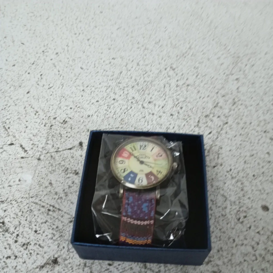 CAFE DE LA TOUR - RAINBOW DIAL WRISTWATCH WITH FABRIC STRAP – BOXED (JEWELLERY & WATCHES)