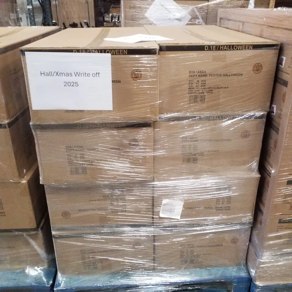 PALLET CONTAINING 8 BOXES OF BRAND NEW PLASTIC HALLOWEEN KIDS WEAPONS