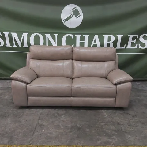 QUALITY DESIGNER ITALIAN MADE LEATHER PATRIZIO 3 SEATER SOFA IN LEATHER ROPE COLOUR