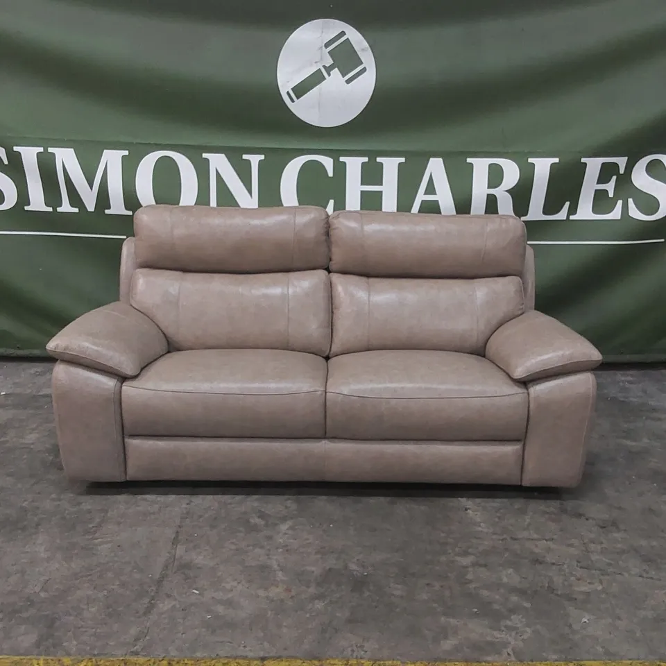 QUALITY DESIGNER ITALIAN MADE LEATHER PATRIZIO 3 SEATER SOFA IN LEATHER ROPE COLOUR