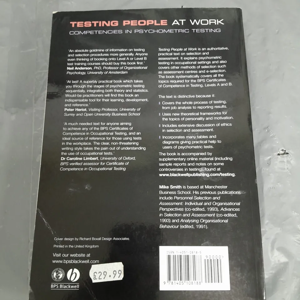 TESTING PEOPLE IN WORK COMPETENCIES IN PSYCHOMETRIC TESTING
