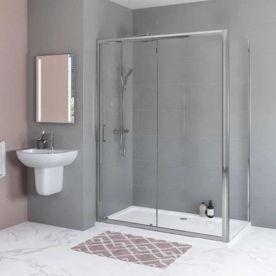 BOXED JUNO CHROMED/ALUMINIUM SIDE PANEL, 6mm TEMPERED GLASS 70 × 190cm